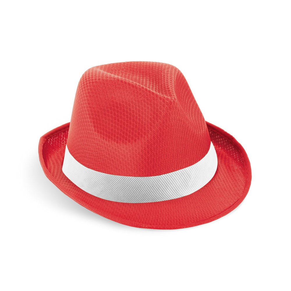 MANOLO POLI. Hoed van PP met wit polyester lint - Rood