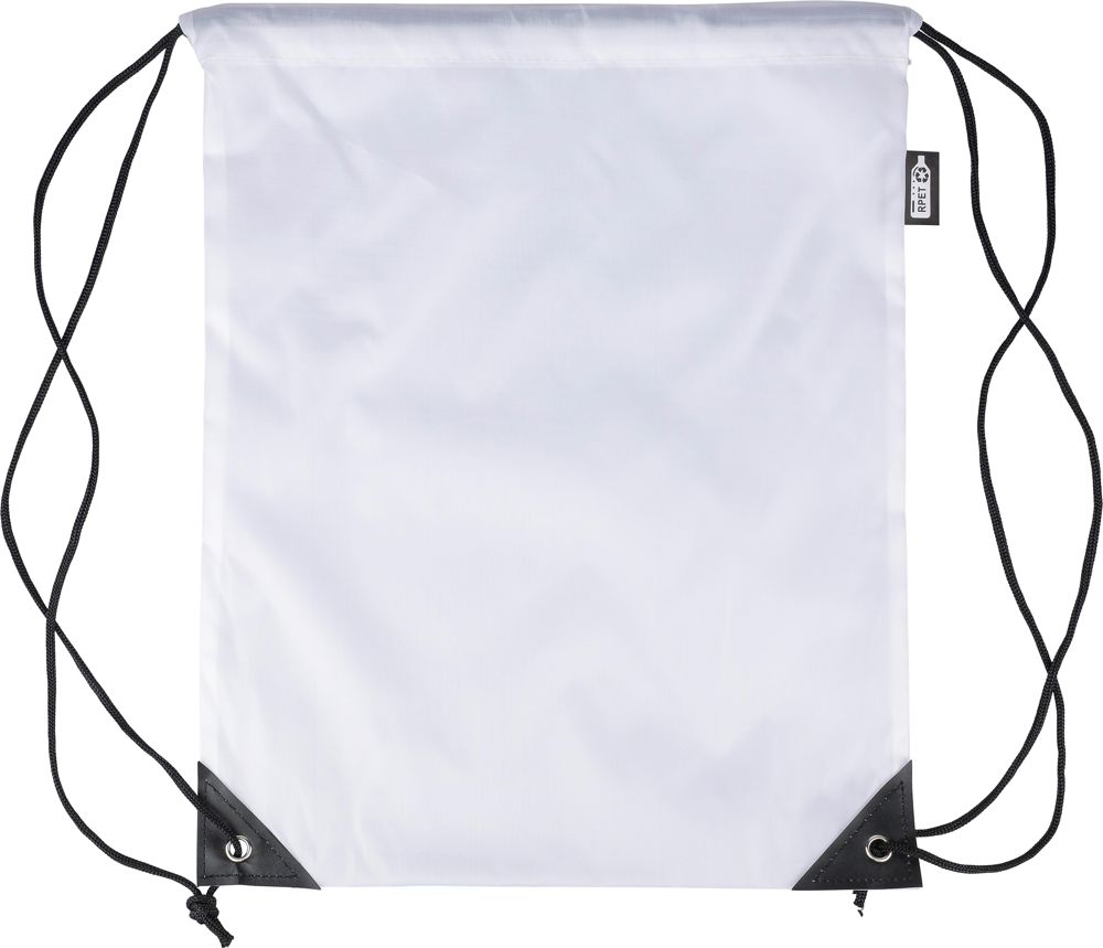 Gerecyclede rPET polyester (210D) trekkoord rugtas Enrique - Wit