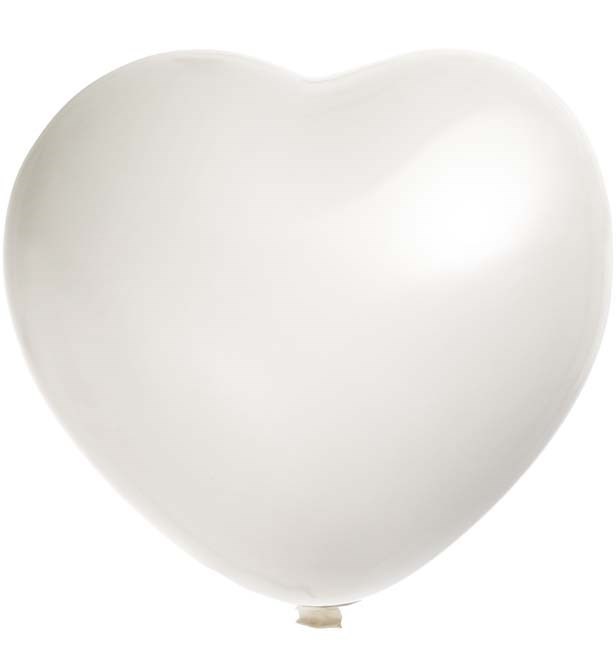 Reuzenballon hartvorm onbedrukt Ø 65 cm - Wit (6001) Pastel