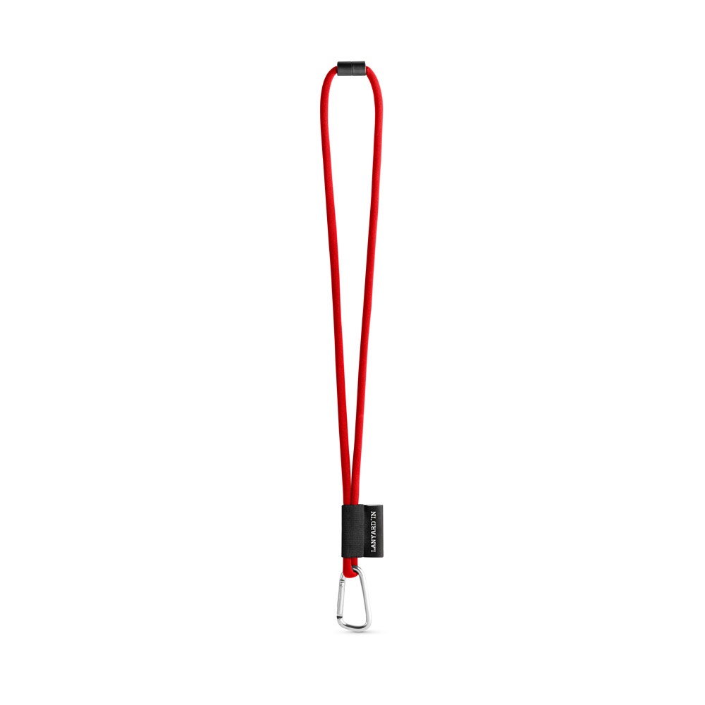 75089. Set lange draagkoordbuis (Ø 7 mm) met 55 mm D-vormige karabijnhaak en Ø 7 mm veiligheidssluiting - 302 - Rood