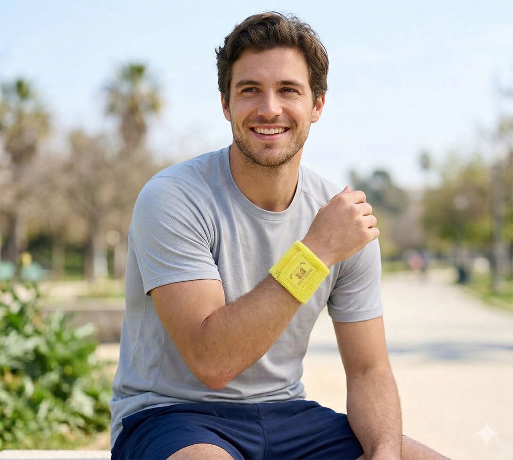 Polsband met label en ritsvakje