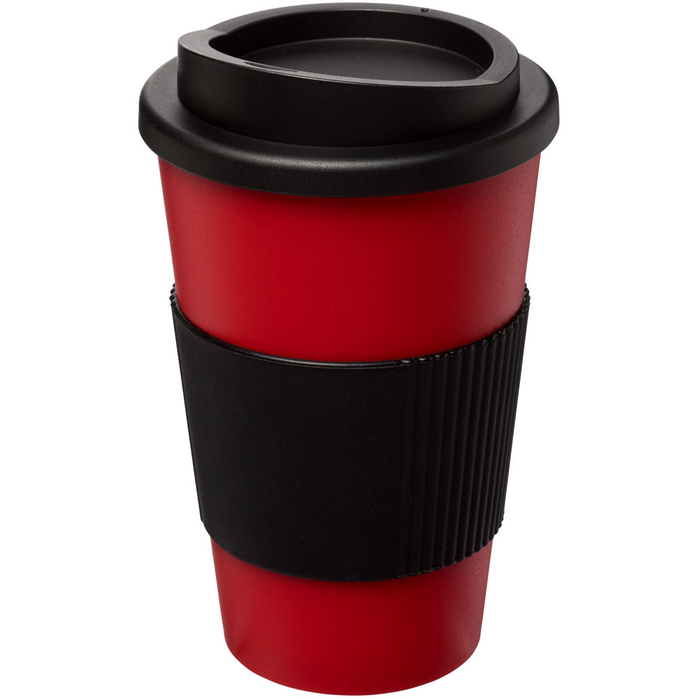 Americano® 350 ml geïsoleerde beker met grip - rood, zwart