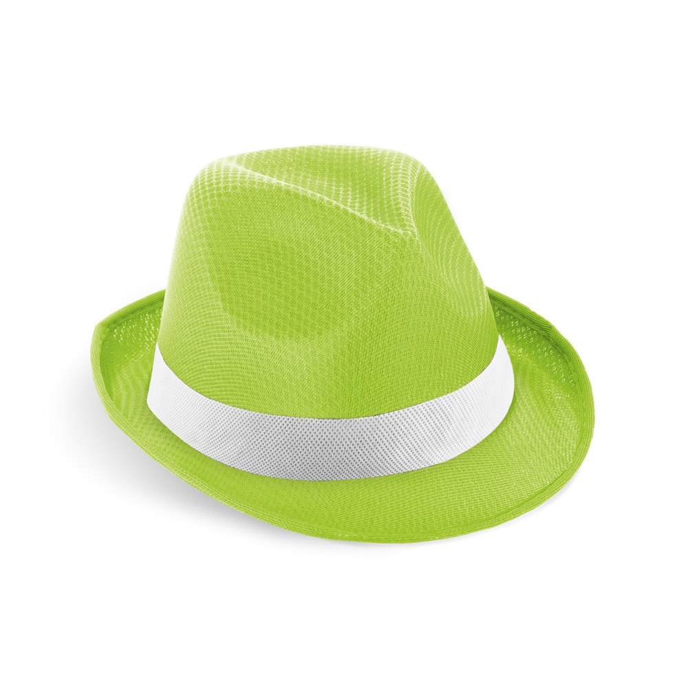 MANOLO POLI. Hoed van PP met wit polyester lint - Licht groen