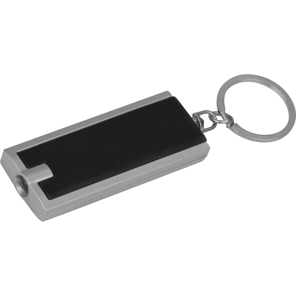 Sleutelhanger met wit LED lampje - Zwart