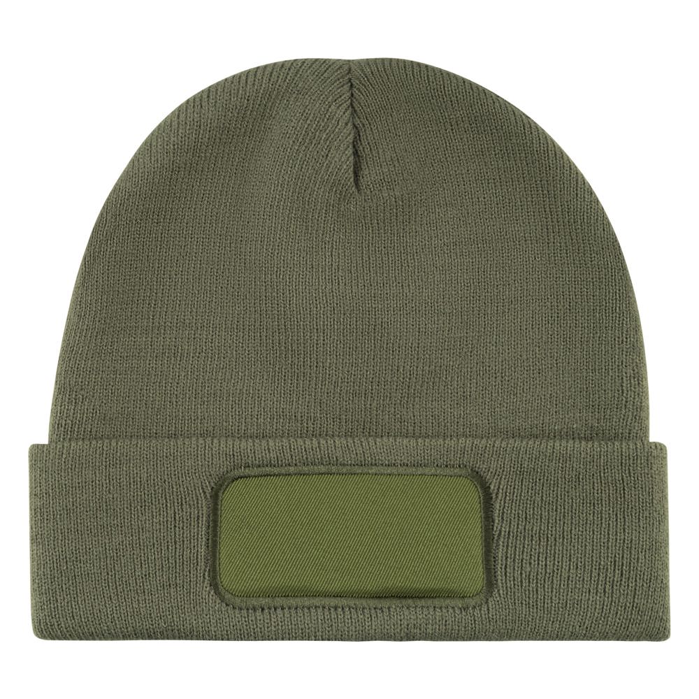 Gebreide muts met label - Olijfgroen (PMS 7764C) / Olijfgroen