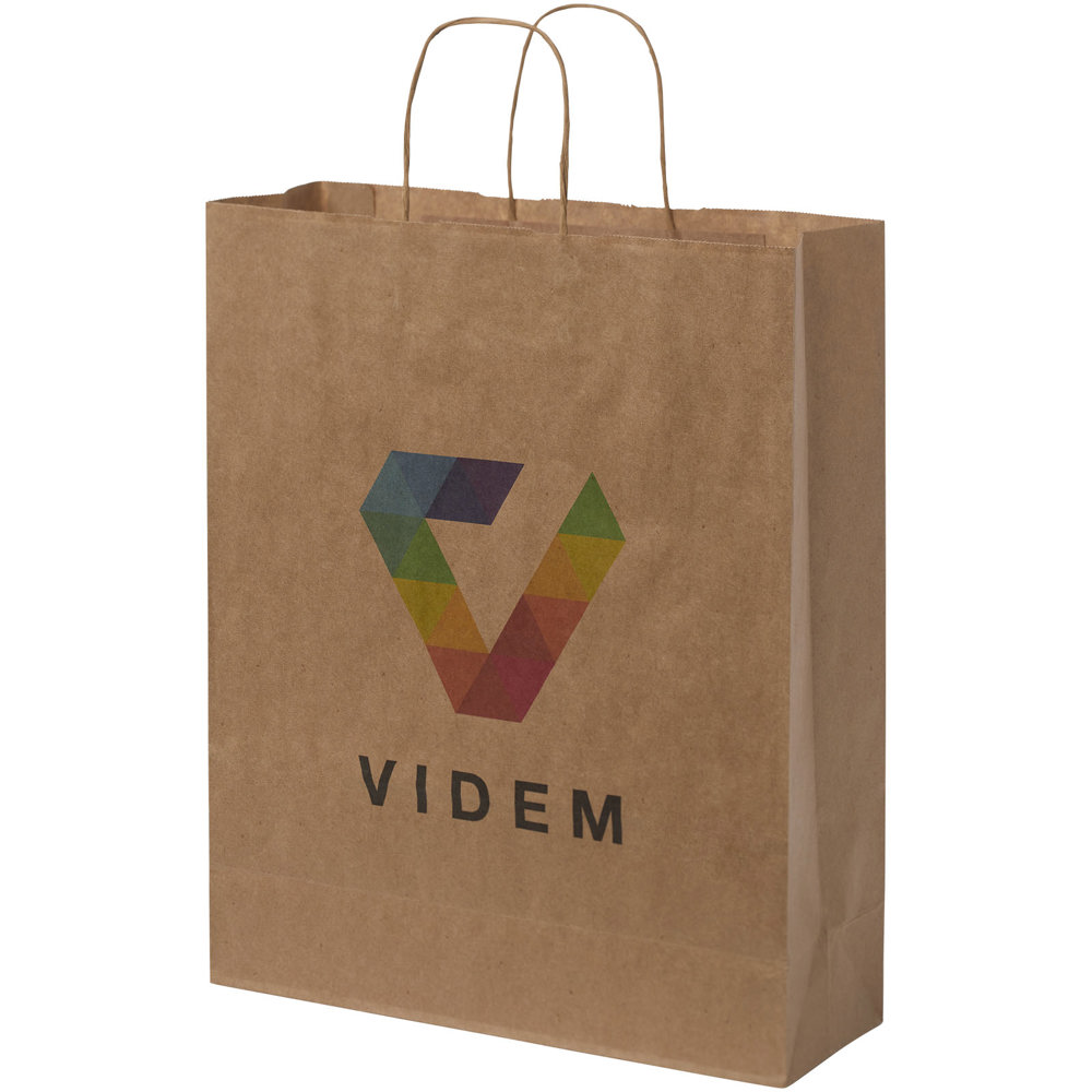 Papieren tas 80-90 g/m2 gemaakt van kraftpapier met gedraaide handvaten - 32 x 12 x 40 cm - Kraftbruin