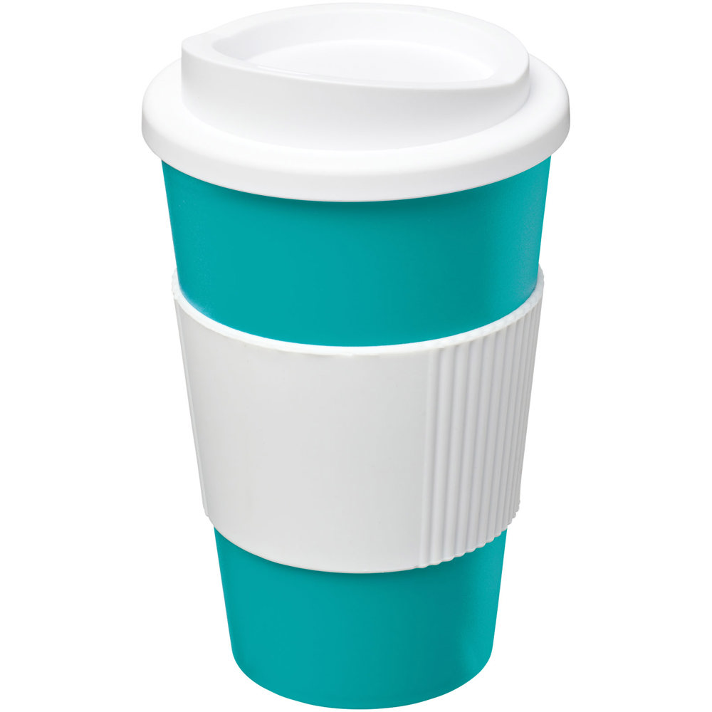 Americano® 350 ml geïsoleerde beker met grip - Aquablauw, Wit