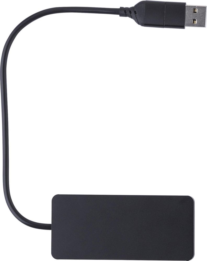 Gerecyclede aluminium USB hub Layton - Zwart