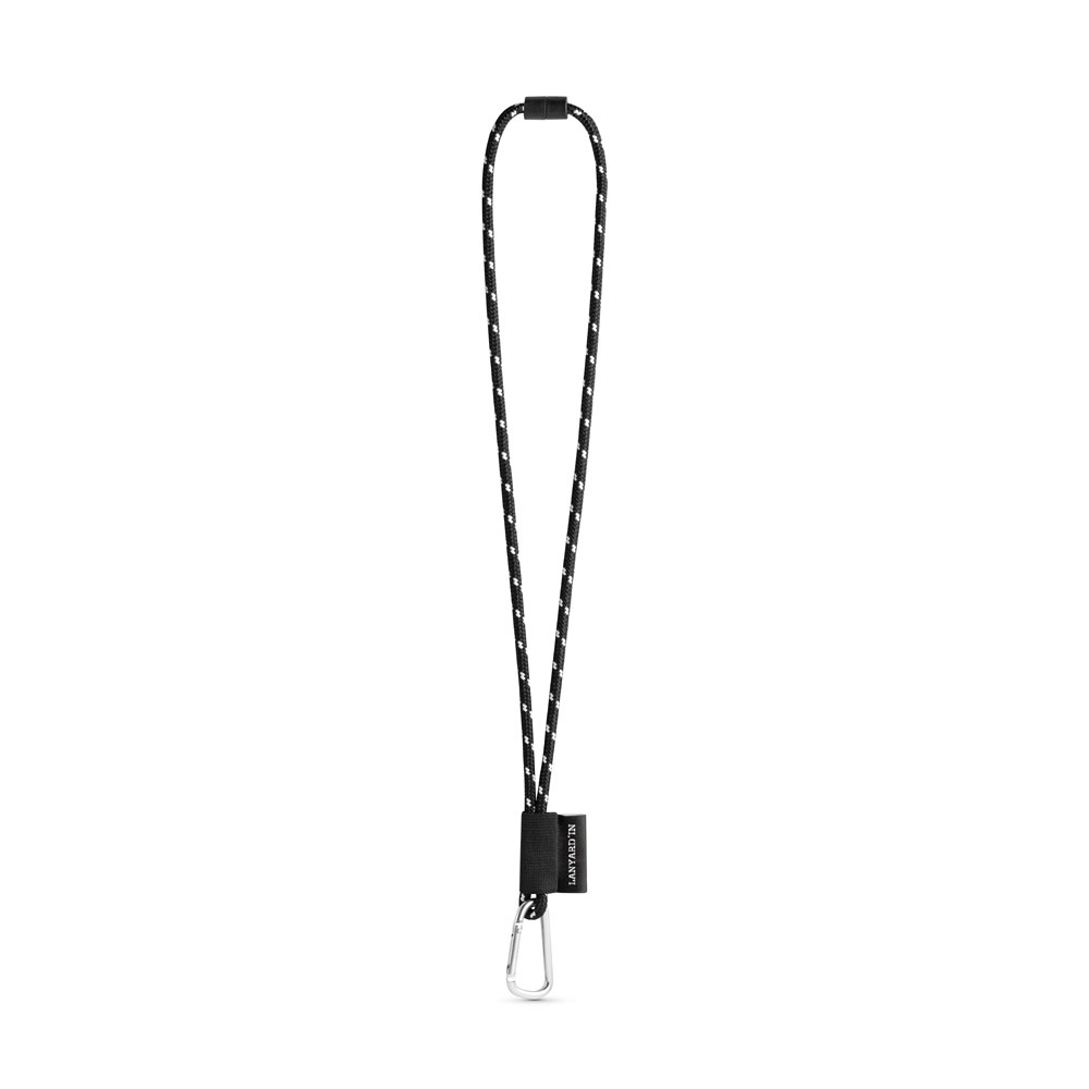 75091. SET Lanyard NAUTIC Lang (Ø 7 mm) met 55 mm D-vormige karabijnhaak en Ø 7 mm veiligheidssluiting - Zwart, Wit