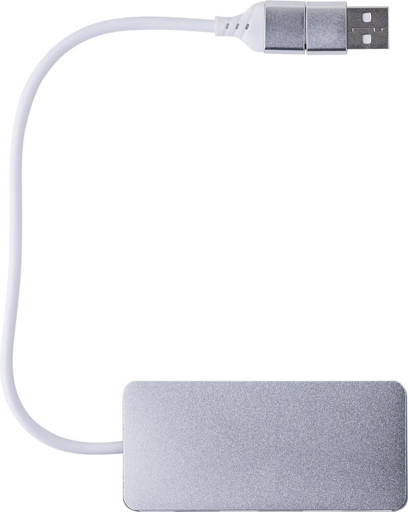 Gerecyclede aluminium USB hub Layton - zilver