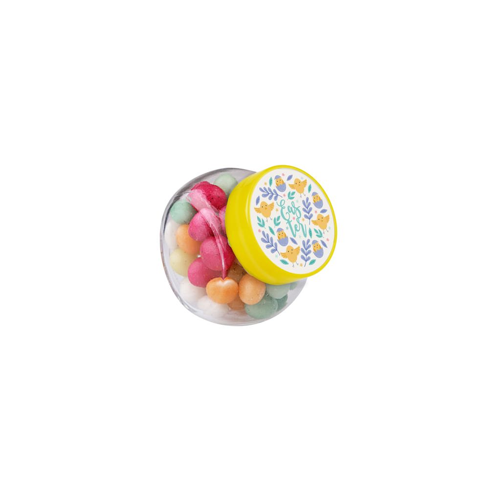 Micro glazen potje 50 ml, gevuld met snoep - Transparant/Geel