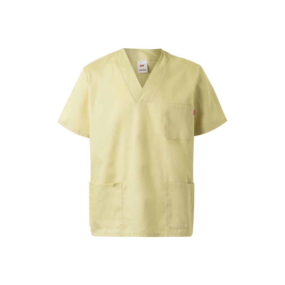 VL ILLAPA. Tuniek van keperstof (190g/m²) met korte mouwen, van polyester (65%) en katoen (35%) - Pastel geel