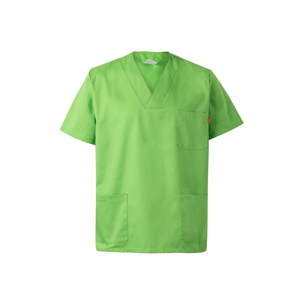 VL ILLAPA. Tuniek van keperstof (190g/m²) met korte mouwen, van polyester (65%) en katoen (35%) - Limoengroen
