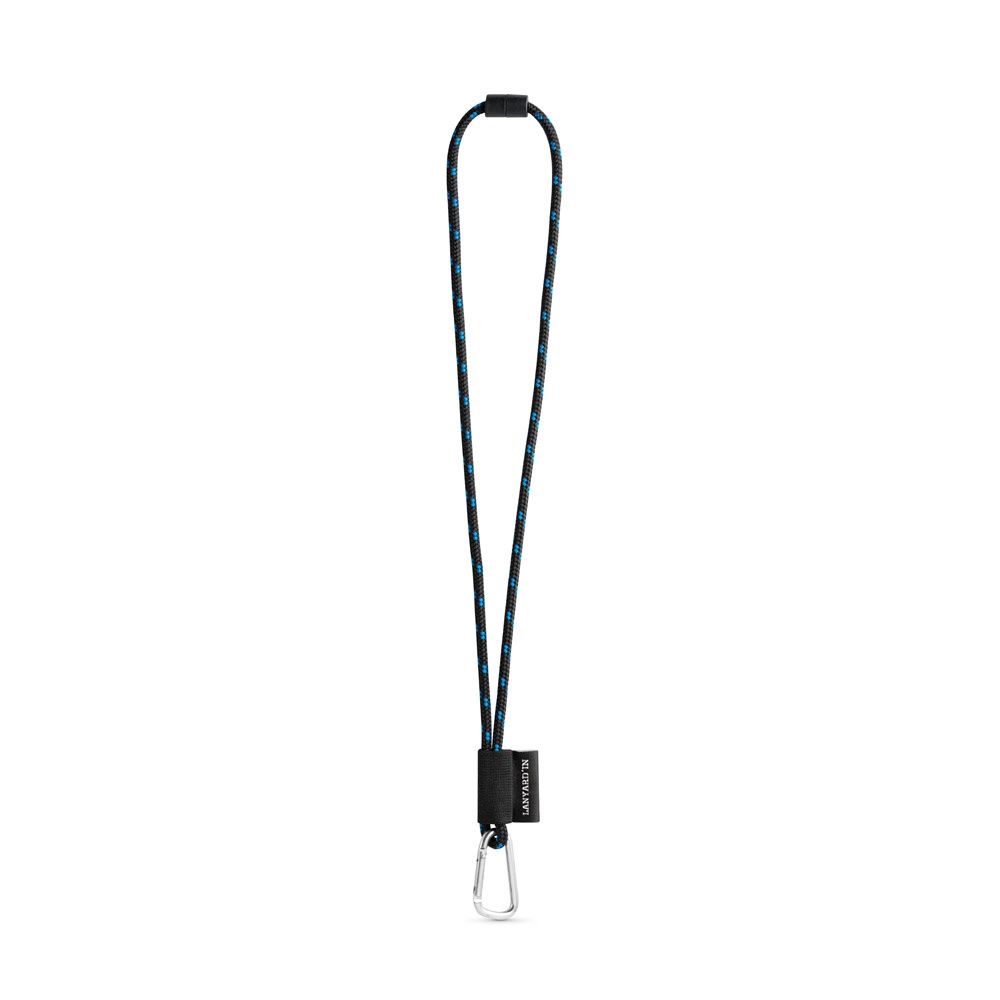 75091. SET Lanyard NAUTIC Lang (Ø 7 mm) met 55 mm D-vormige karabijnhaak en Ø 7 mm veiligheidssluiting - Zwart, Royal blauw