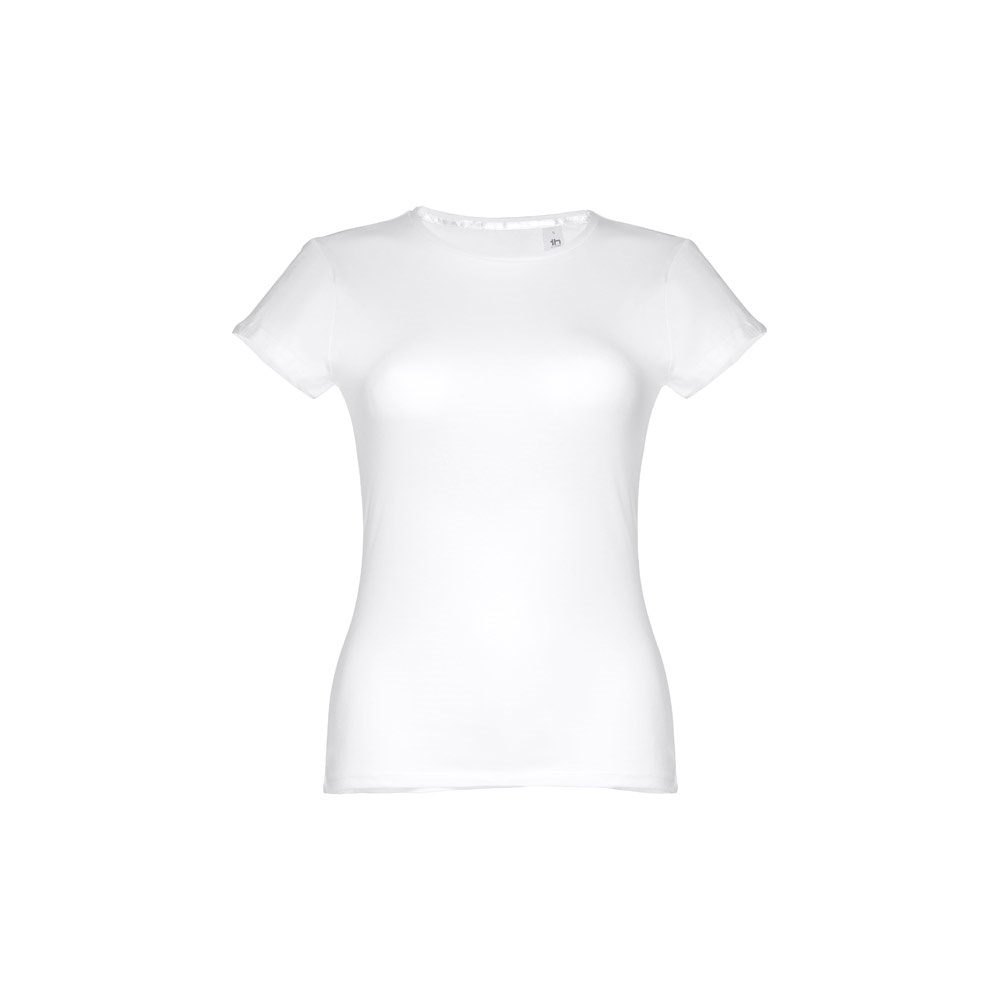 THC SOFIA WH. Katoenen dames-T-shirt met ceintuur. Witte kleur - Wit