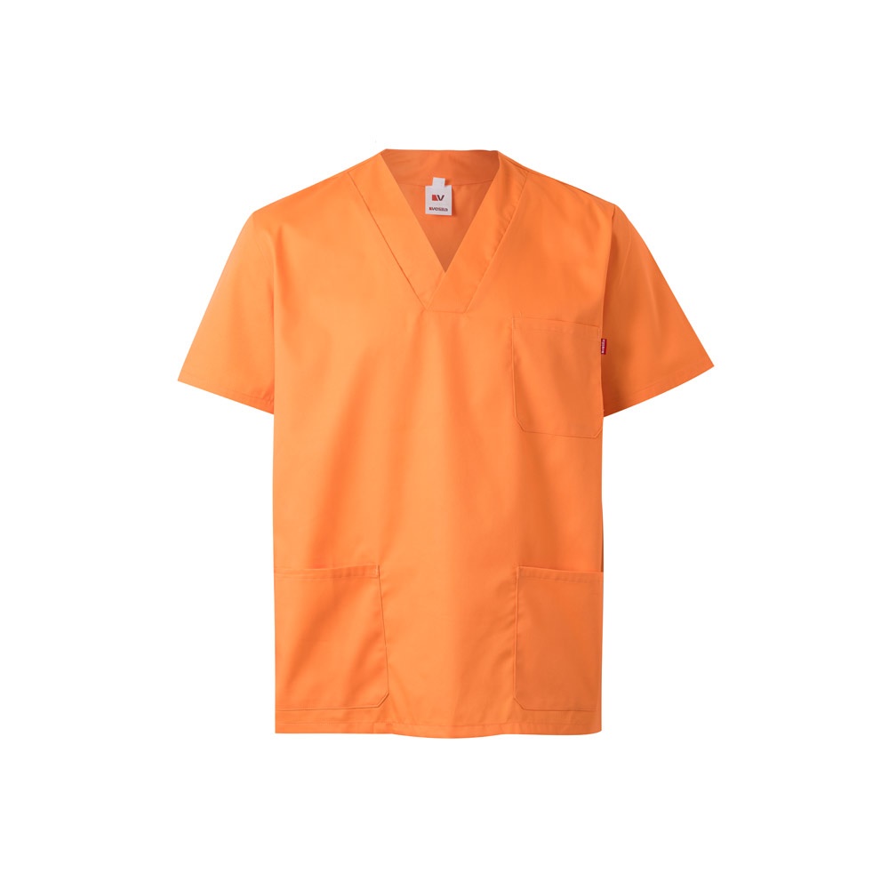 VL ILLAPA. Tuniek van keperstof (190g/m²) met korte mouwen, van polyester (65%) en katoen (35%) - Zalm kleur