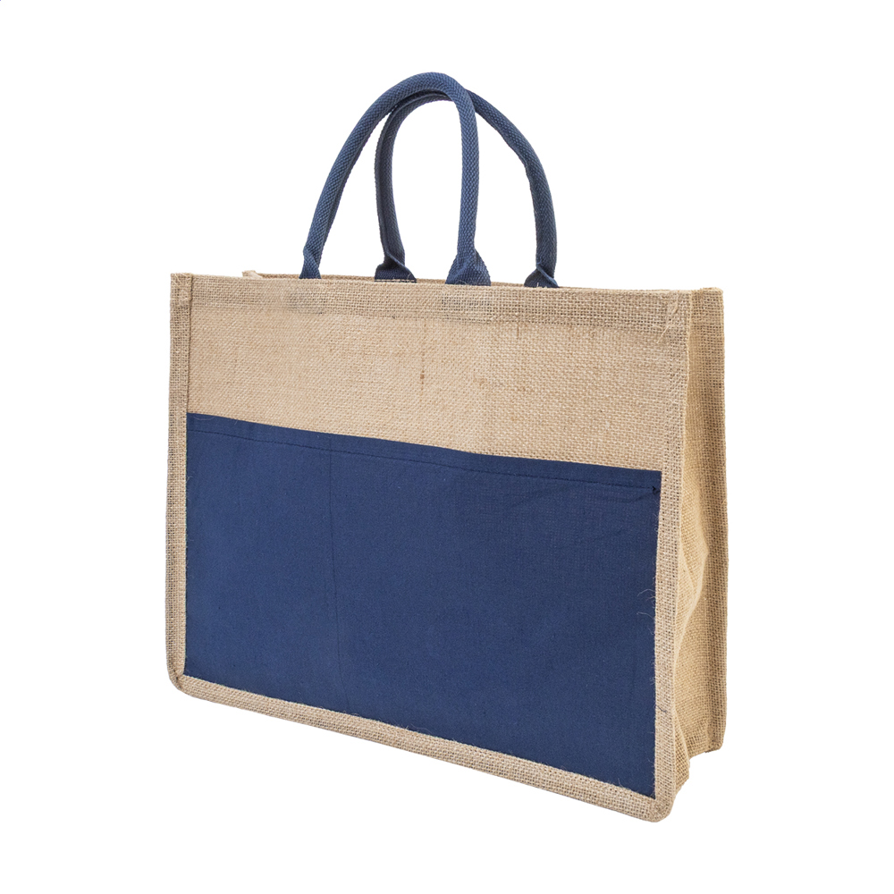 Pantai - strand- of boodschappentas - donker blauw/natuurlijk