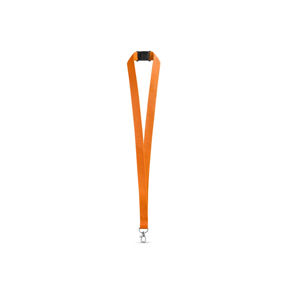 LEEDS. Polyester lanyard met veiligheidssluiting - Oranje