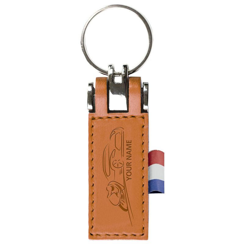 Sleutelhanger P02510F, Leder, Zwart - Cognac