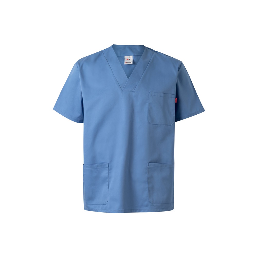 VL ILLAPA. Tuniek van keperstof (190g/m²) met korte mouwen, van polyester (65%) en katoen (35%) - Pastel blauw