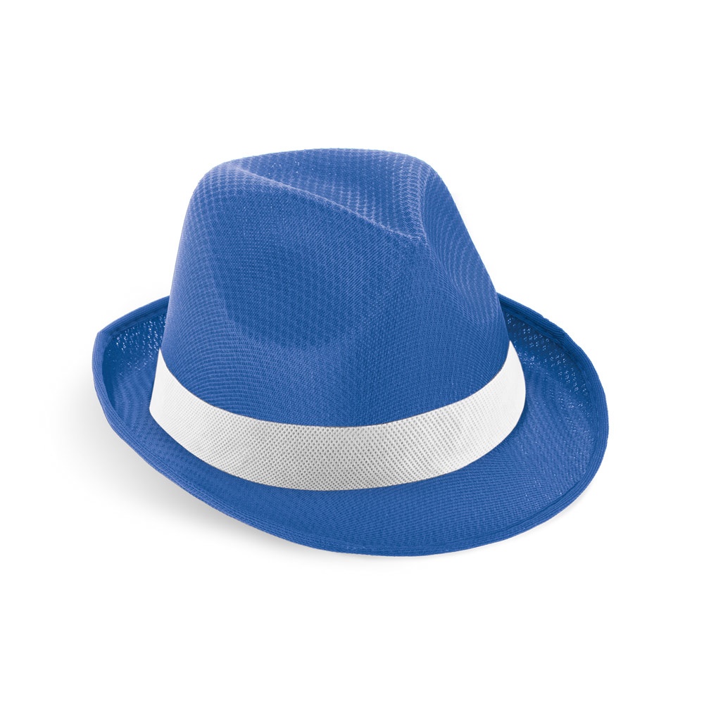 MANOLO POLI. Hoed van PP met wit polyester lint - Royal Blauw
