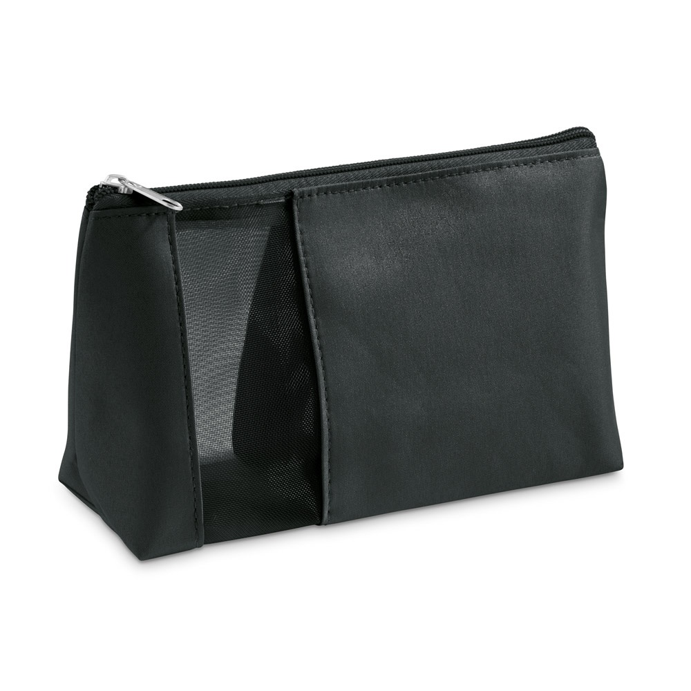 ANNIE. Make-up tasje van microvezel en mesh - Zwart