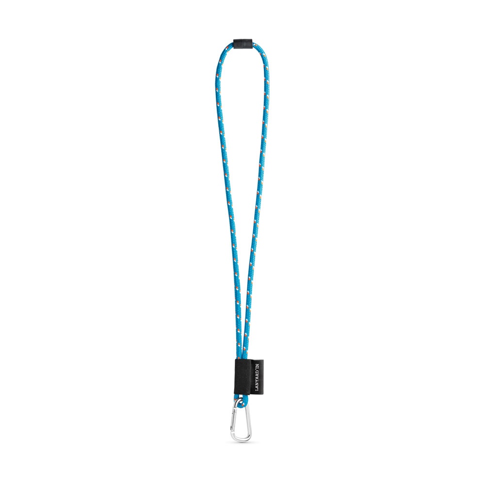 75091. SET Lanyard NAUTIC Lang (Ø 7 mm) met 55 mm D-vormige karabijnhaak en Ø 7 mm veiligheidssluiting - 304 - Licht blauw