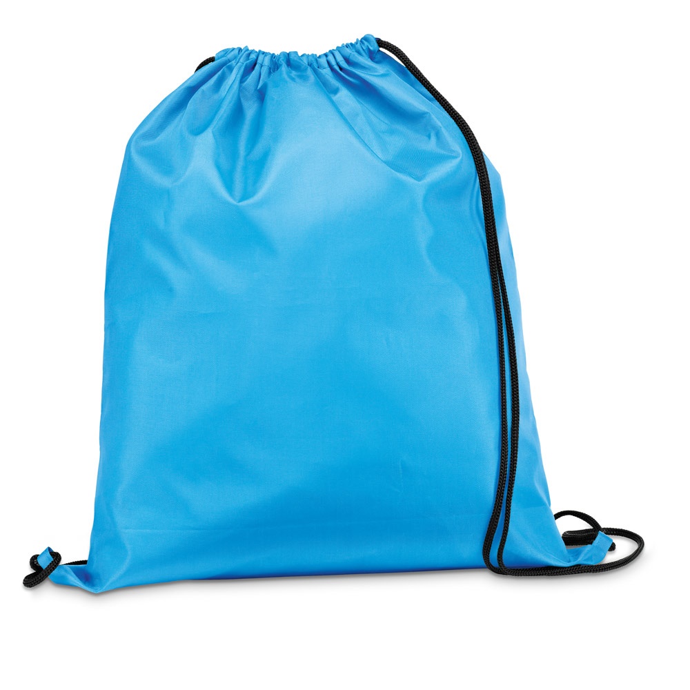 CARNABY. 210D rugzak met zwarte trekkoorden - Licht blauw
